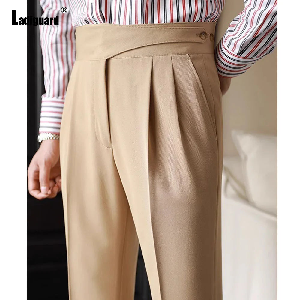 2025 Men's Stand Pocket Fashion Naple Pants Solid White Khaki Trouser Mens Elegant Straight Pants Male Ankle-Length Bottoms New Hussaynce