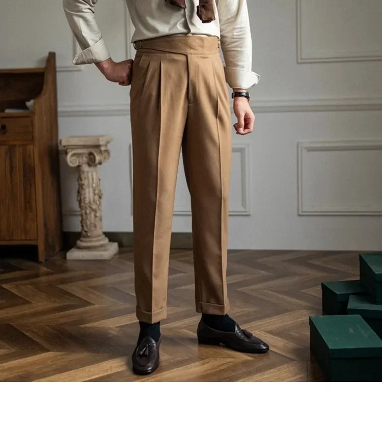 2023 Autumn/winter New Italian Style High-waisted Straight-leg Long Pants Casual Versatile Trousers For British Men Hussaynce