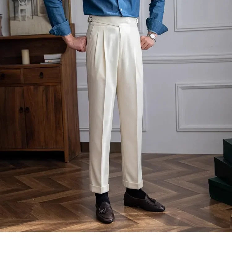 2023 Autumn/winter New Italian Style High-waisted Straight-leg Long Pants Casual Versatile Trousers For British Men Hussaynce