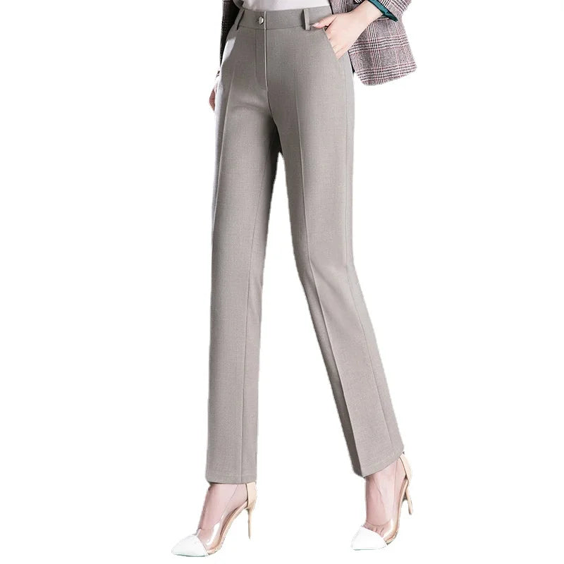Fashion Women's Suit Pants Black Gray Khaki Pantalones Spring and Autumn Female Slim Trousers 26 27 28 29 30 31 32 33 Hussaynce