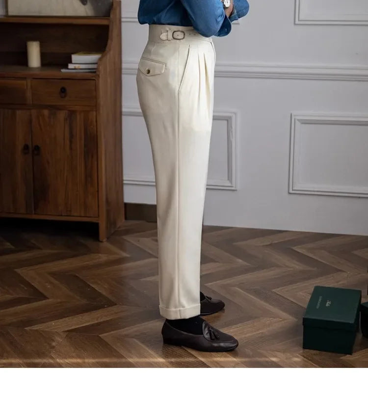2023 Autumn/winter New Italian Style High-waisted Straight-leg Long Pants Casual Versatile Trousers For British Men Hussaynce