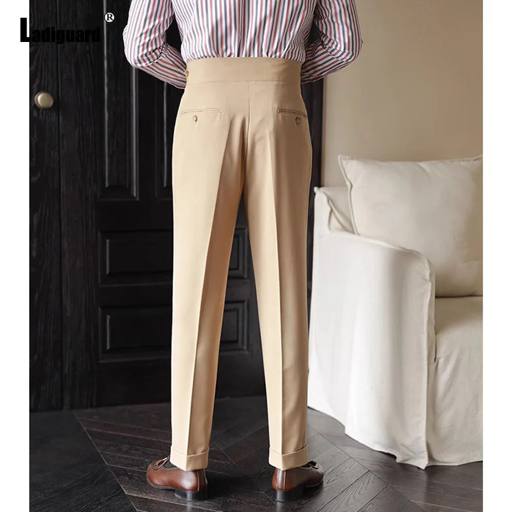 2025 Men's Stand Pocket Fashion Naple Pants Solid White Khaki Trouser Mens Elegant Straight Pants Male Ankle-Length Bottoms New Hussaynce