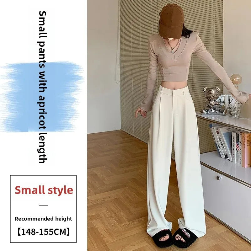 High Waist Wide Leg Straight Casual Pants Spring New Style Women's Suit Pants Floor Length Trousers Comfortable Fit Long Trouser Hussaynce