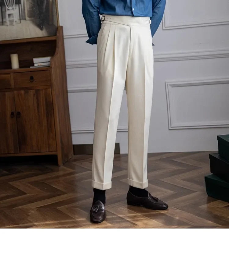 2023 Autumn/winter New Italian Style High-waisted Straight-leg Long Pants Casual Versatile Trousers For British Men Hussaynce
