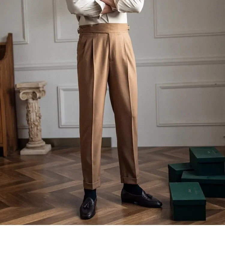 2023 Autumn/winter New Italian Style High-waisted Straight-leg Long Pants Casual Versatile Trousers For British Men Hussaynce