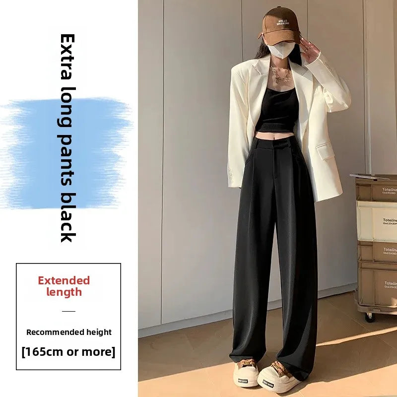 High Waist Wide Leg Straight Casual Pants Spring New Style Women's Suit Pants Floor Length Trousers Comfortable Fit Long Trouser Hussaynce