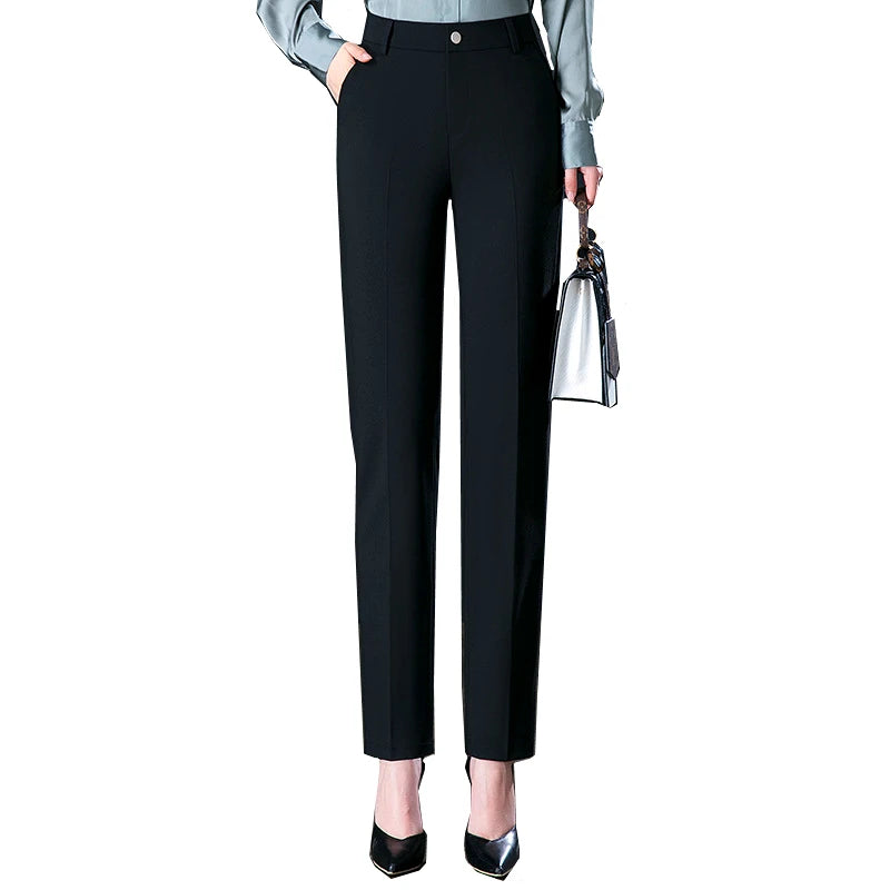 Fashion Women's Suit Pants Black Gray Khaki Pantalones Spring and Autumn Female Slim Trousers 26 27 28 29 30 31 32 33 Hussaynce