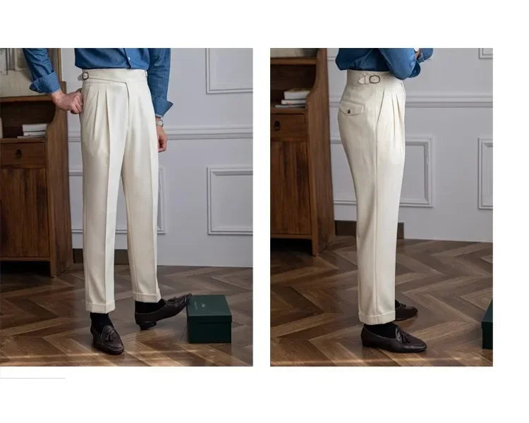 2023 Autumn/winter New Italian Style High-waisted Straight-leg Long Pants Casual Versatile Trousers For British Men Hussaynce