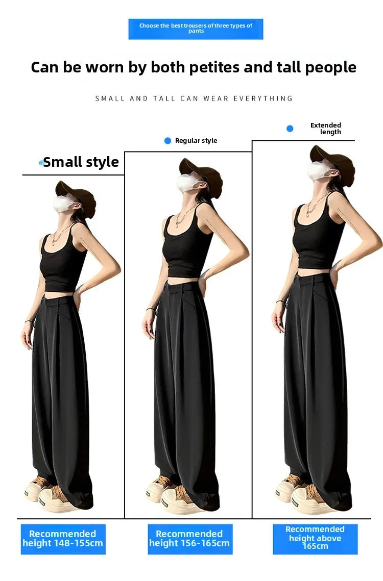 High Waist Wide Leg Straight Casual Pants Spring New Style Women's Suit Pants Floor Length Trousers Comfortable Fit Long Trouser Hussaynce