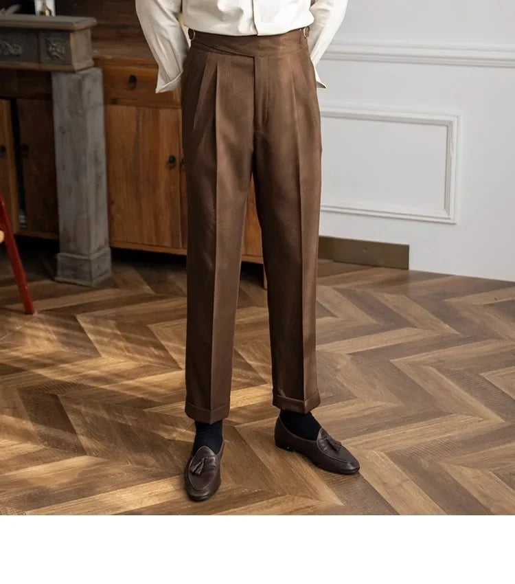2023 Autumn/winter New Italian Style High-waisted Straight-leg Long Pants Casual Versatile Trousers For British Men Hussaynce
