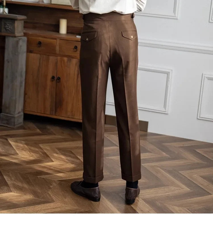 2023 Autumn/winter New Italian Style High-waisted Straight-leg Long Pants Casual Versatile Trousers For British Men Hussaynce