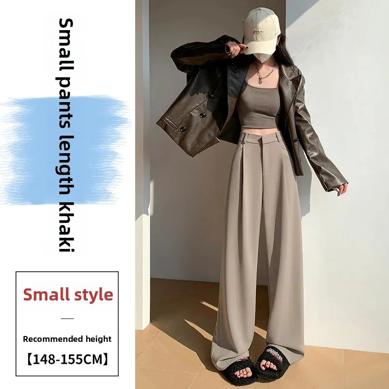 High Waist Wide Leg Straight Casual Pants Spring New Style Women's Suit Pants Floor Length Trousers Comfortable Fit Long Trouser Hussaynce