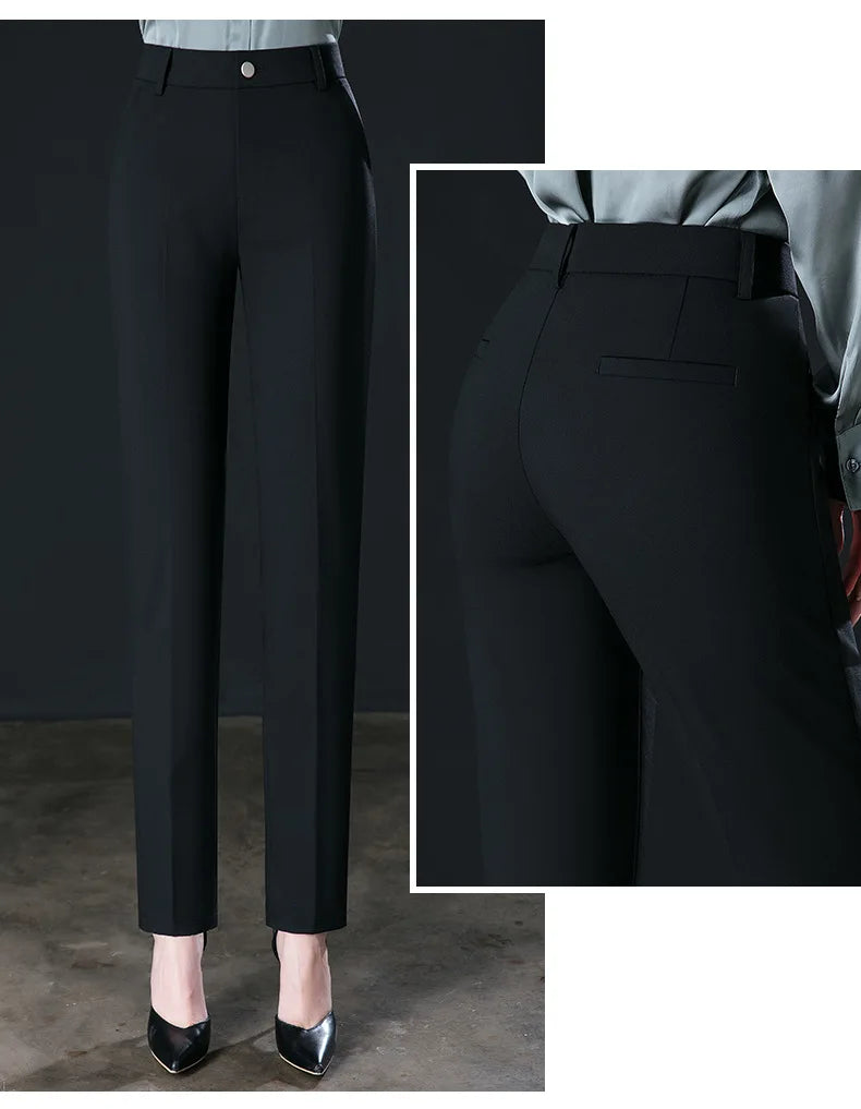 Fashion Women's Suit Pants Black Gray Khaki Pantalones Spring and Autumn Female Slim Trousers 26 27 28 29 30 31 32 33 Hussaynce