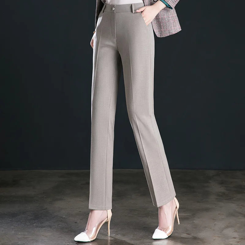 Fashion Women's Suit Pants Black Gray Khaki Pantalones Spring and Autumn Female Slim Trousers 26 27 28 29 30 31 32 33 Hussaynce