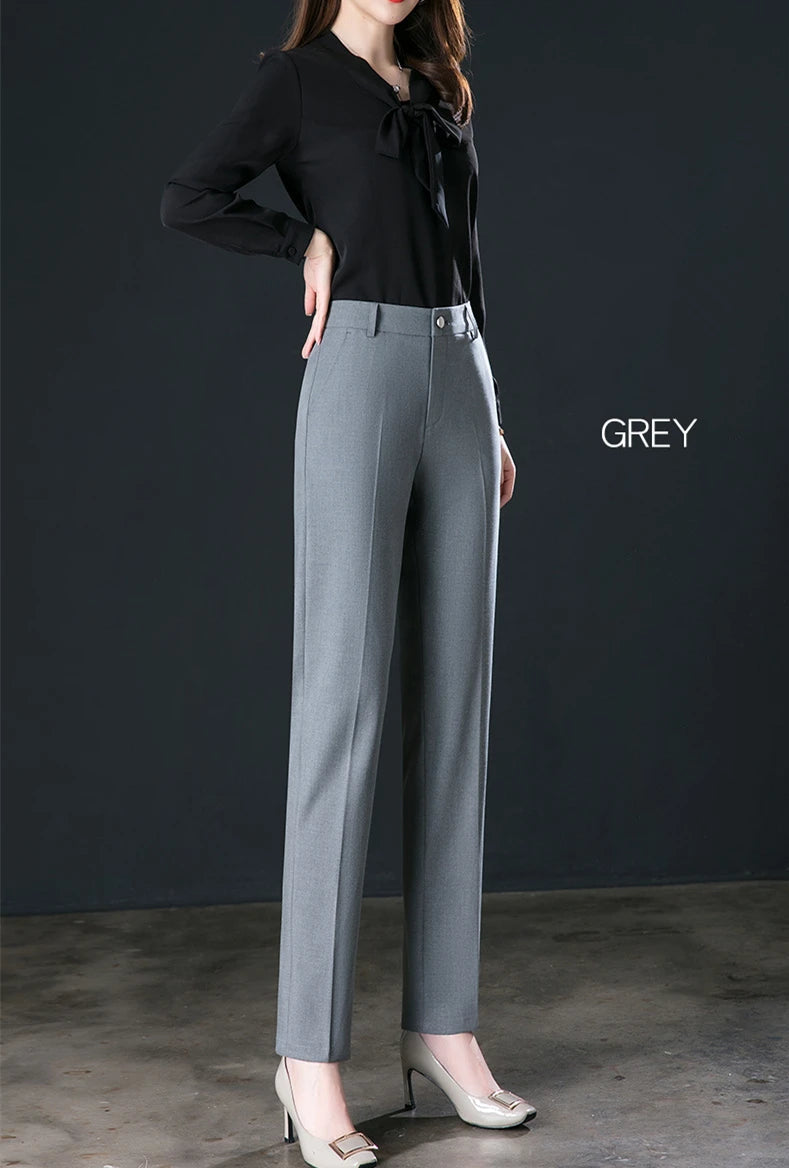 Fashion Women's Suit Pants Black Gray Khaki Pantalones Spring and Autumn Female Slim Trousers 26 27 28 29 30 31 32 33 Hussaynce