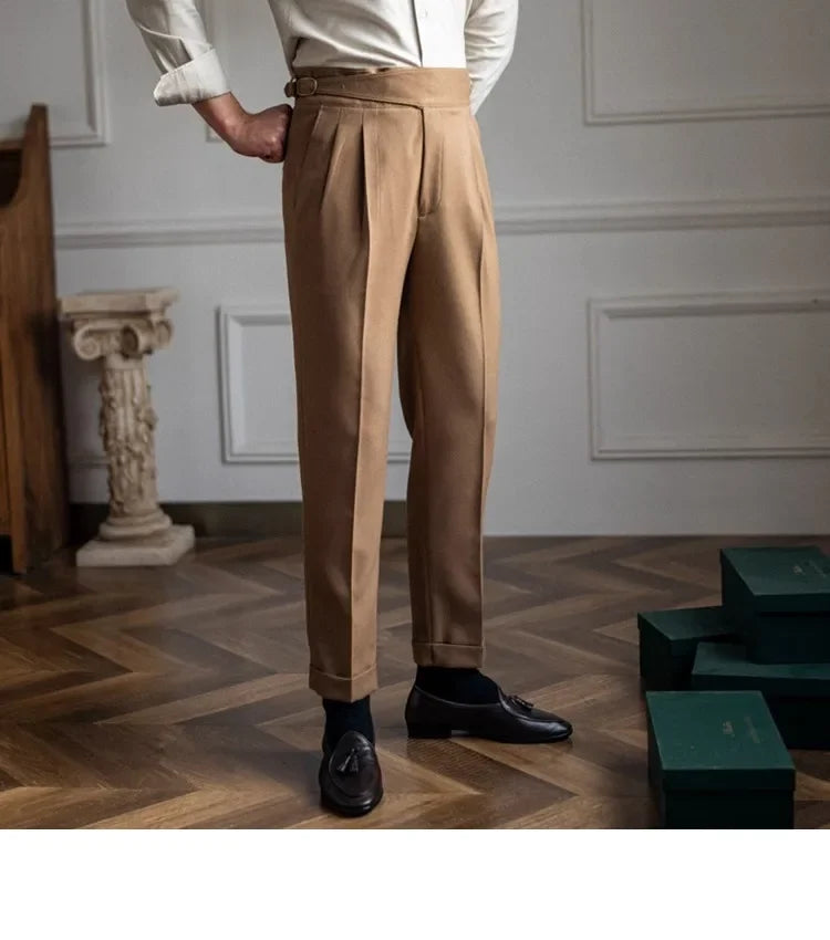 2023 Autumn/winter New Italian Style High-waisted Straight-leg Long Pants Casual Versatile Trousers For British Men Hussaynce