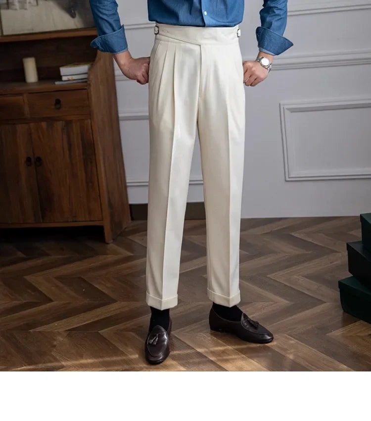 2023 Autumn/winter New Italian Style High-waisted Straight-leg Long Pants Casual Versatile Trousers For British Men Hussaynce