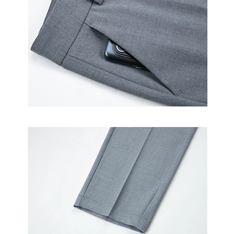 Fashion Women's Suit Pants Black Gray Khaki Pantalones Spring and Autumn Female Slim Trousers 26 27 28 29 30 31 32 33 Hussaynce